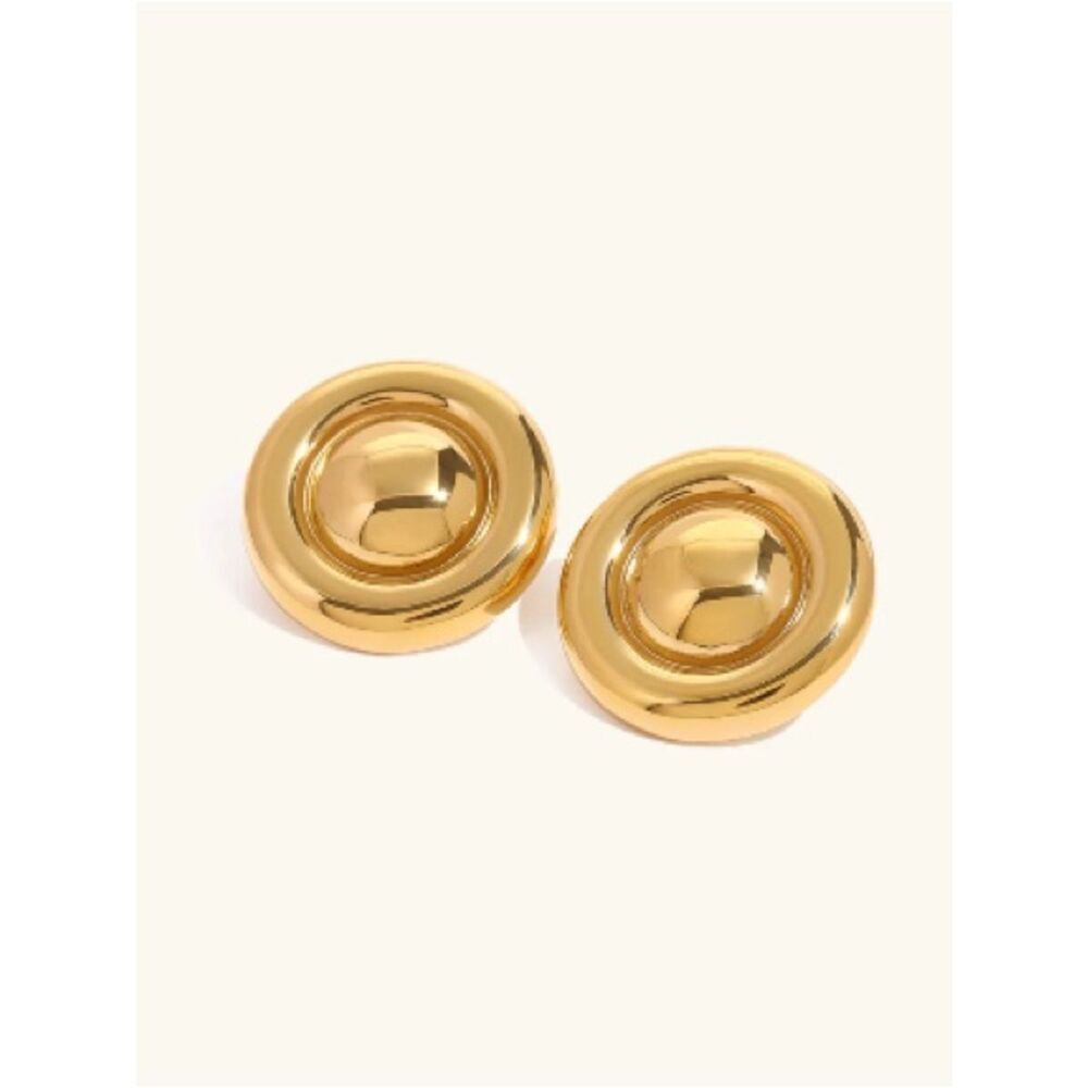Shiny Dome Gold Stud Earrings - Women Jewelry